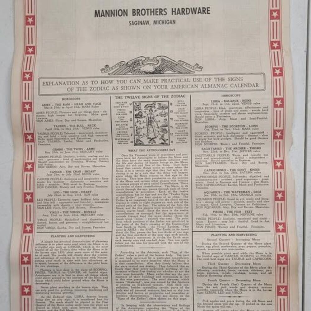Vintage 1970 Mannion Brothers Hardware Calendar